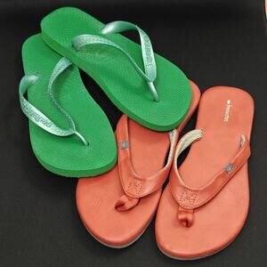 Havaianas & Freewaters Flip Flops Women’s Size 7/8W / EU 37/38 Green Coral Red